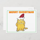 Yellow Lab With Christmas Cap Cartoon Christmas シーズンポストカード (正面/裏面)