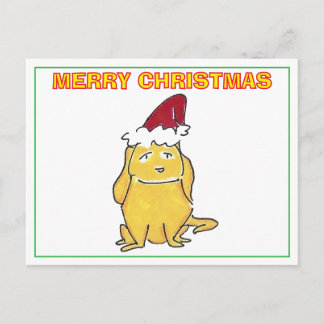 Yellow Lab With Christmas Cap Cartoon Christmas シーズンポストカード