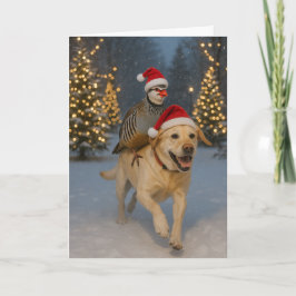 Yellow Labrador and Partridge Christmas card シーズンカード