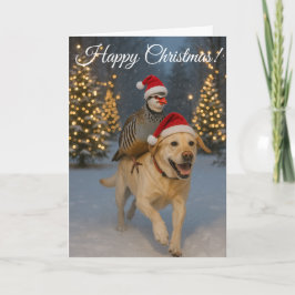 Yellow Labrador and Partridge Christmas card シーズンカード