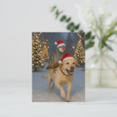 Yellow Labrador and Partridge Christmas postcard ポストカード (スタンド正面)
