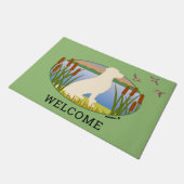 Yellow Labrador Bird Dog Sunset Oval ドアマット (アングル)