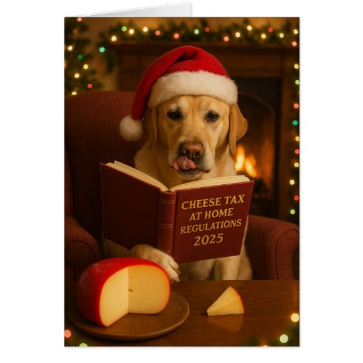 Yellow Labrador Cheese Tax Christmas Holiday card (正面)