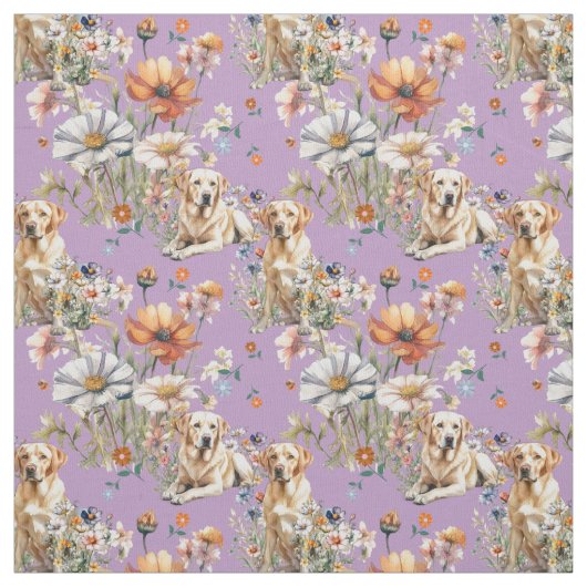 Yellow Labrador Dogs Seamless Pattern ファブリック (見本)