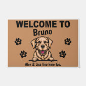 Yellow Labrador Lab Welcome Personalized Custom ドアマット (正面)