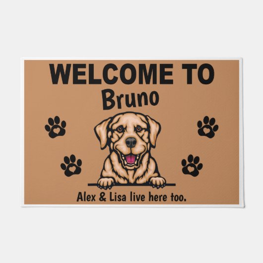 Yellow Labrador Lab Welcome Personalized Custom ドアマット (正面)
