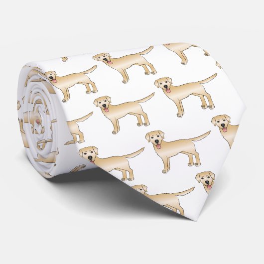 Yellow Labrador Retriever Cartoon Dog Pattern ネクタイ (ロール)