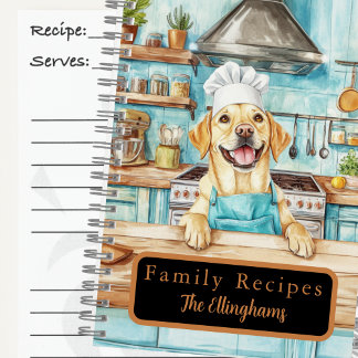 Yellow Labrador Retriever Chef Spiral Recipe Book ノートブック
