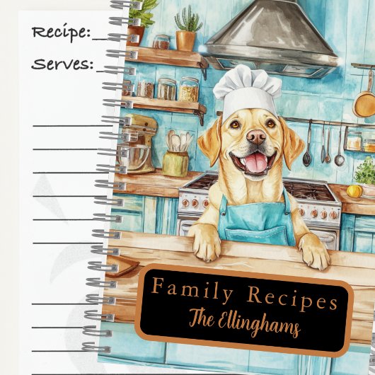 Yellow Labrador Retriever Chef Spiral Recipe Book ノートブック