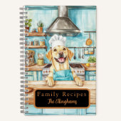 Yellow Labrador Retriever Chef Spiral Recipe Book ノートブック (正面)