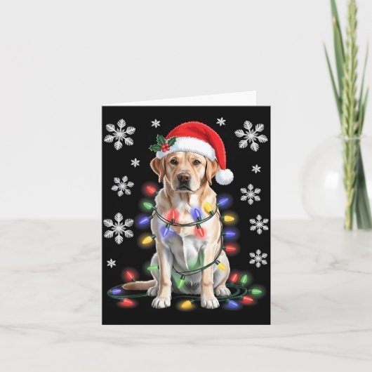 Yellow Labrador Retriever Christmas Tree Light Paj カード (正面)