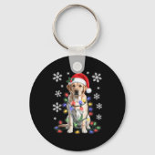 Yellow Labrador Retriever Christmas Tree Light Paj キーホルダー (正面)