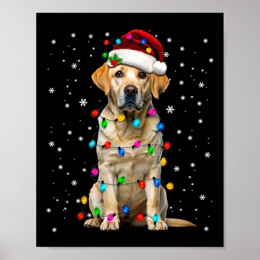 Yellow Labrador Retriever Christmas Tree Light Paj ポスター (正面)