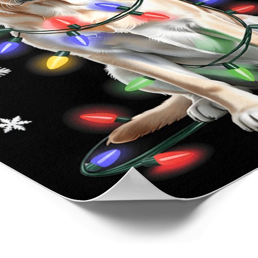 Yellow Labrador Retriever Christmas Tree Light Paj ポスター (角)