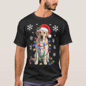 Yellow Labrador Retriever Christmas Tree Light Paj Tシャツ (正面)