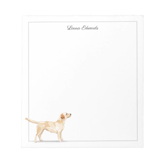 Yellow Labrador Retriever Gray Border Personalized ノートパッド (正面)