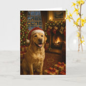 Yellow Labrador Retriever Holiday カード (黄色い花)