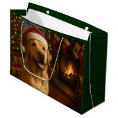 Yellow Labrador Retriever Holiday  ラージペーパーバッグ (正面アングル)