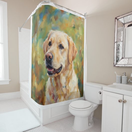 Yellow Labrador Retriever Impressionist Art シャワーカーテン (インサイチュ)