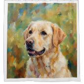 Yellow Labrador Retriever Impressionist Art シャワーカーテン (正面)