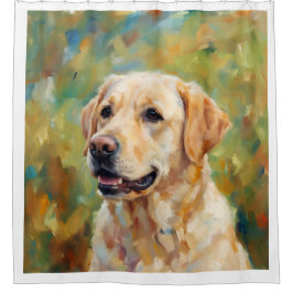 Yellow Labrador Retriever Impressionist Art シャワーカーテン