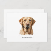 Yellow Labrador Retriever Note Card 招待状 (正面/裏面)