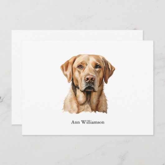 Yellow Labrador Retriever Note Card 招待状 (正面/裏面)