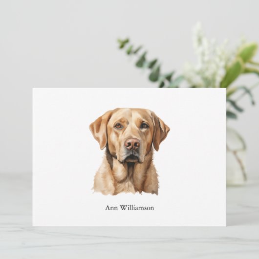 Yellow Labrador Retriever Note Card 招待状 (スタンド正面)