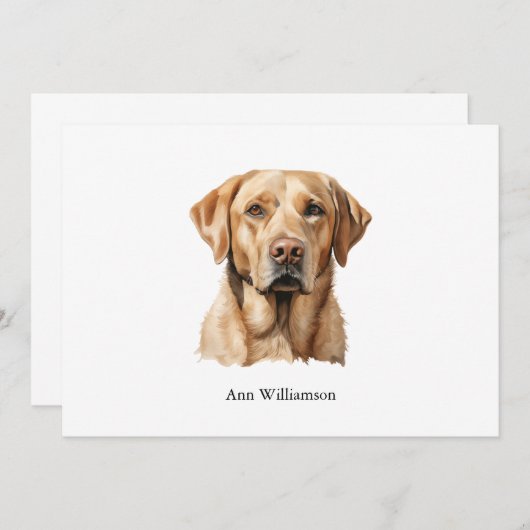 Yellow Labrador Retriever Note Card 招待状 (正面/裏面)
