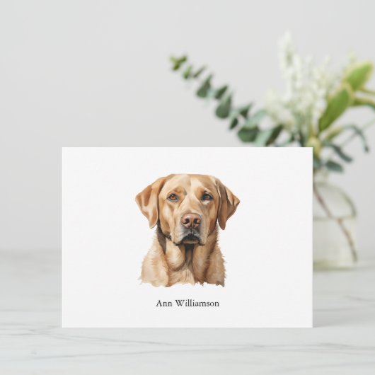 Yellow Labrador Retriever Note Card 招待状 (スタンド正面)