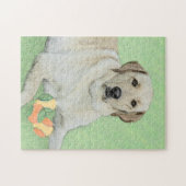 Yellow Labrador Retriever & Tennis Balls Painting ジグソーパズル (横)