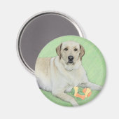 Yellow Labrador Retriever & Tennis Balls Painting マグネット (正面/裏面)