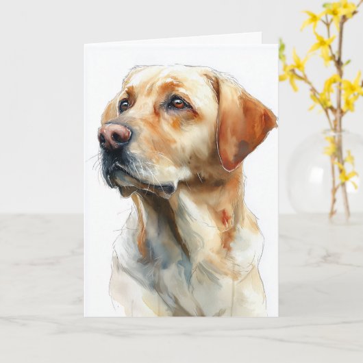 Yellow labrador retriever watercolor カード (黄色い花)