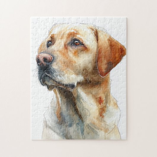 Yellow labrador retriever watercolor ジグソーパズル (縦)