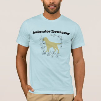 Yellow Labrador Silhouette with White Blossom Fram Tシャツ