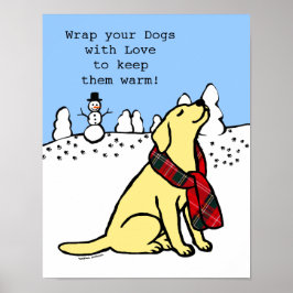 Yellow Labrador Tartan Scarf ポスター