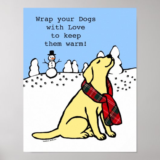 Yellow Labrador Tartan Scarf ポスター (正面)