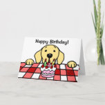 Yellow Labrador watching you Birthday カード<br><div class="desc">Unique and funny Labrador Retriever Cartoon created by Naomi Ochiai from Japan. Nice gift for Yellow Labrador Fans. It's a funny design with an innocent looking Yellow Labrador is watching you from a distance and he/she looks like he/she is thinking something looking at you! What does this Yellow Lab want...</div>