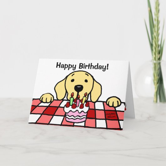 Yellow Labrador watching you Birthday カード (正面)