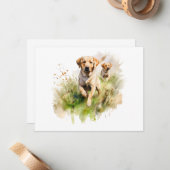 Yellow Labradors in the brush ノートカード (正面/裏面インサイチュ)