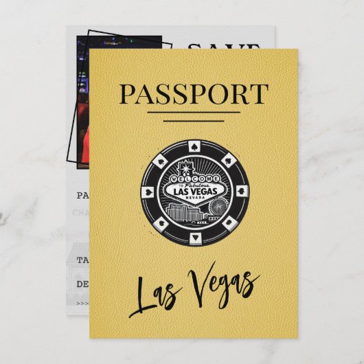 Yellow Las Vegas Passport日付の保存 セーブザデート (正面/裏面)