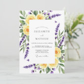 Yellow Lavender Floral Romance Wedding 招待状 (スタンド正面)