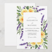 Yellow Lavender Floral Romance Wedding 招待状 (正面/裏面)