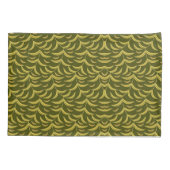 Yellow Leaf Motif Pattern on Dark Green Background 枕カバー (裏面-左)