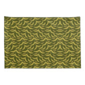 Yellow Leaf Motif Pattern on Dark Green Background 枕カバー (裏面-右)