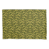 Yellow Leaf Motif Pattern on Dark Green Background 枕カバー (正面左)