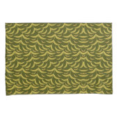 Yellow Leaf Motif Pattern on Dark Green Background 枕カバー (正面右)