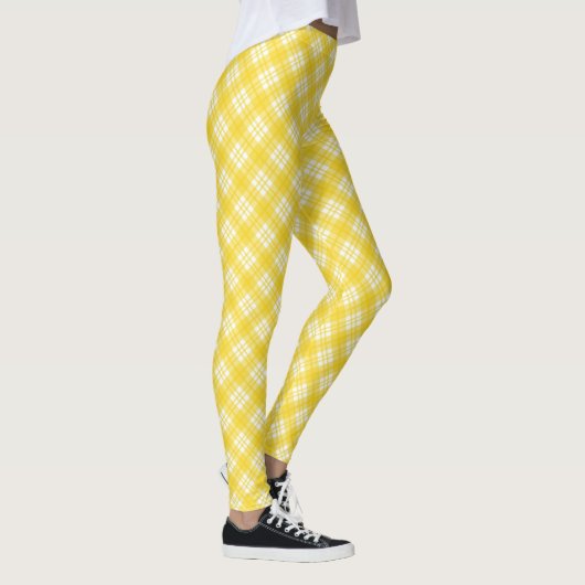 Yellow leggings with a white plaid pattern  レギンス (右)