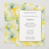 Yellow Lemon Abstract  Birthday   招待状 (正面/裏面)