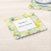 Yellow Lemon Abstract Bridal Shower   ペーパーコースター (アングル)